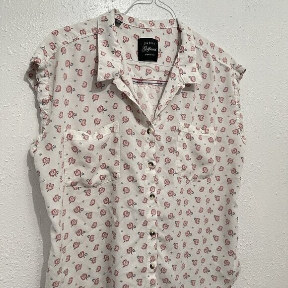 Jachs Girlfriend Womens Top Floral Print Button Front Collared Size XXL Casual - Picture 2 of 9